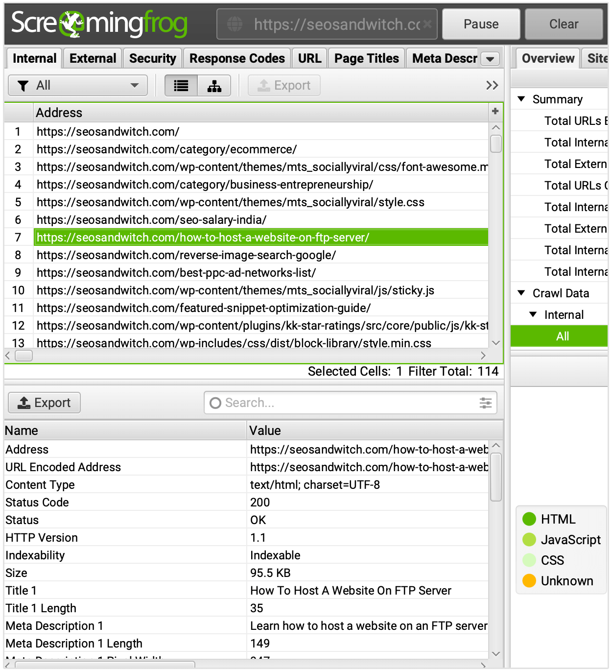 Screaming Frog Setup